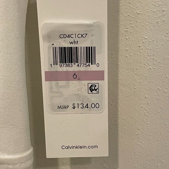 NWT Calvin Klein Crew Neck Scuba Fit&Flare White Sleeveless Dr… - Picture 13 of 13